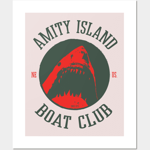 SHARK BOAT CLUB - NEW ENGLAND EST.1975 Wall Art by SALENTOmadness